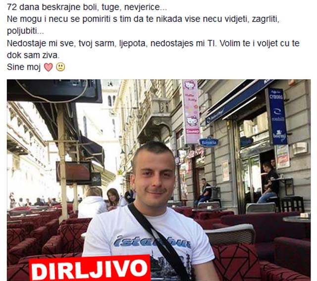 TUŽNI STATUS MAME KOJA JE NEDAVNO IZGUBILA SINA U SARAJEVSKOM KAFIĆU: “Sine moj…”