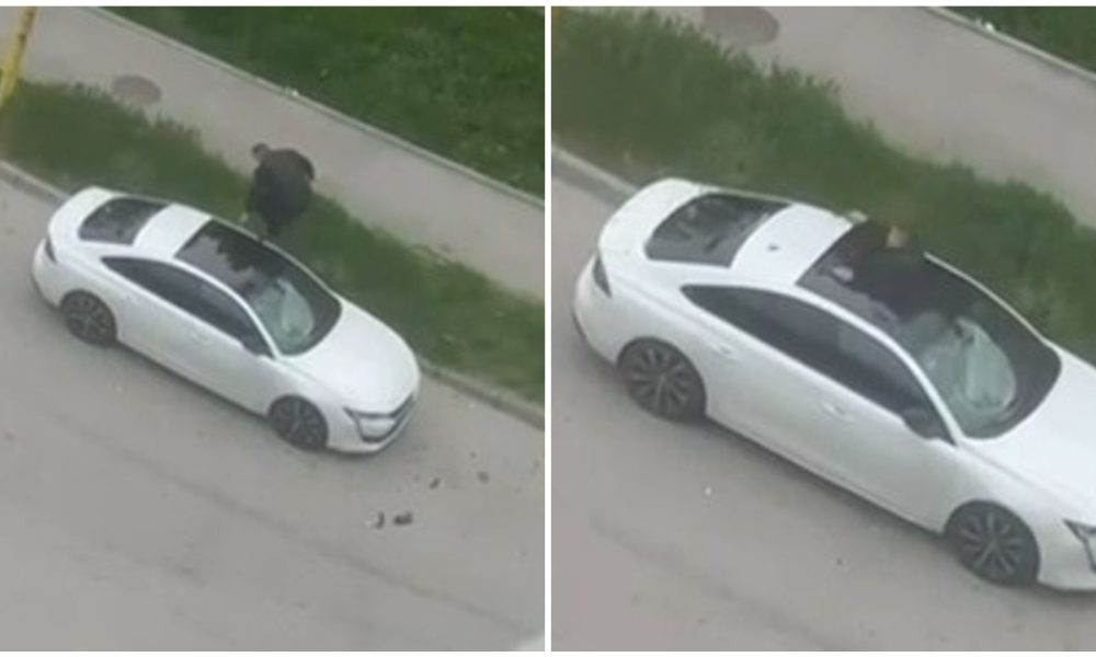 Nevjerovatne scene u Tuzli: Uništavao automobil, pa pao u njega