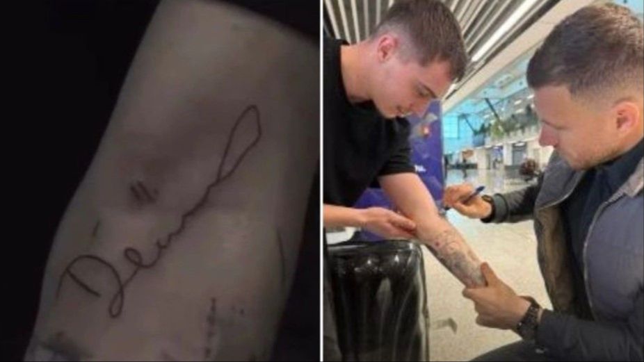 Džeko se potpisao navijaču na ruku, a on odmah otišao i istetovirao potpis Dijamanta